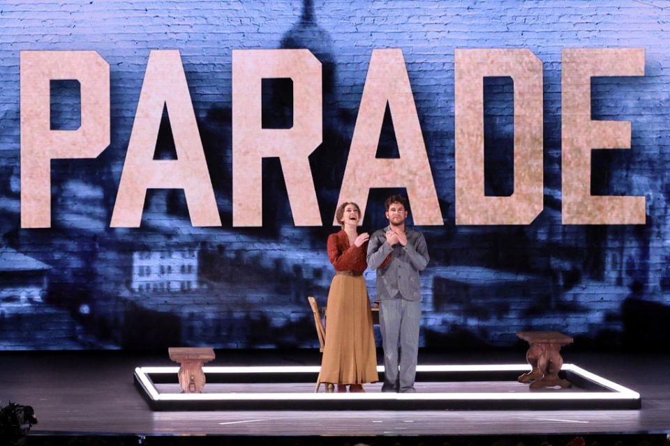 Micaela Diamond and Ben Platt of the cast of "Parade" perform onstage during The 76th Annual Tony Awards