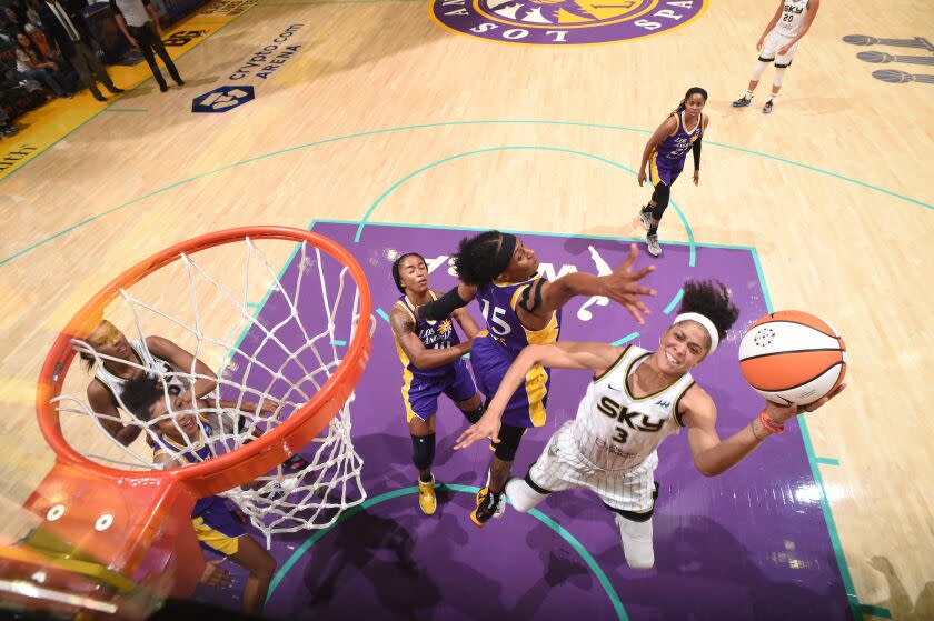 Candace Parker #3 of the Chicago Sky shoots the ball during the game against the Los Angeles Sparks on June 23 2022