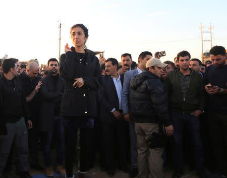 Nobel Peace Prize laureate and Yazidi activist Nadia Murad is seen during her visit to Sinjar city, Iraq December 14, 2018. REUTERS/Ari Jalal