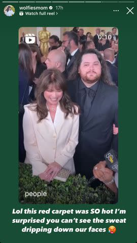 <p>Valerie Bertinelli/Instagram</p> Valerie Bertinelli and Wolfgang Van Halen on the "hot" red carpet