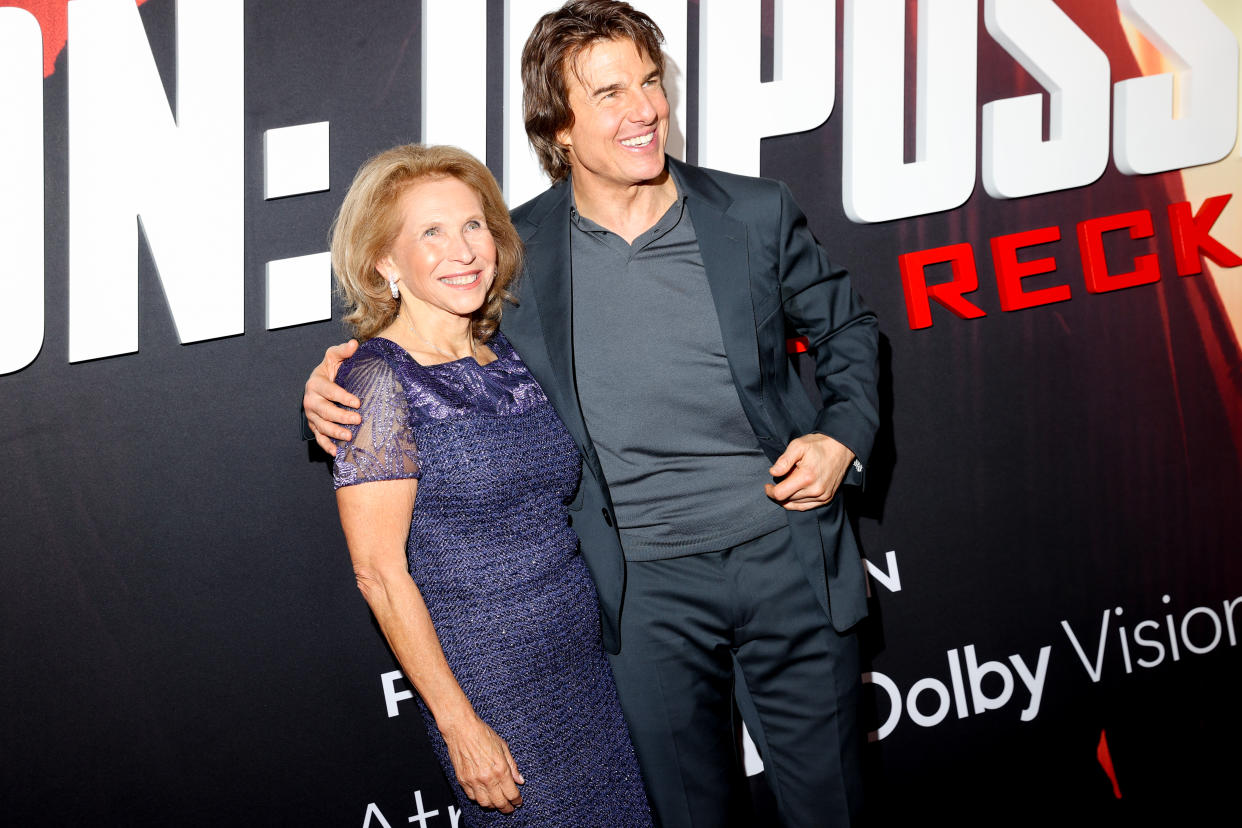 Shari Redstone and Tom Cruise at the premiere of 