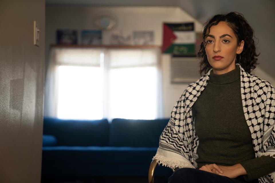 Dec 9, 2023; NJ, USA; Jannine Masoud, a Rutgers Law School student, said fellow students threatened to dox her and other members of the Rutgers chapter of the National Lawyers Guild over a statement they released supporting Palestinians.