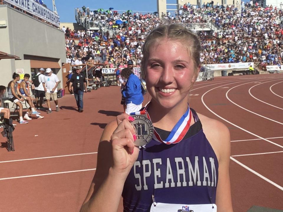 Spearman sophomore Braylen Lusby poses with her silver medal.