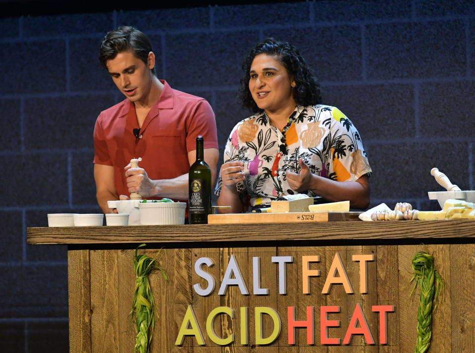 Antoni Porowski and Samin Nosrat share the staged at a Netflix event in May 2019, each representing their respective Netflix shows. (Photo: Emma McIntyre via Getty Images)