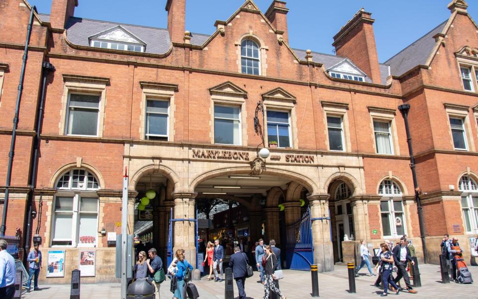 Front view of London Marylebone Railway Station