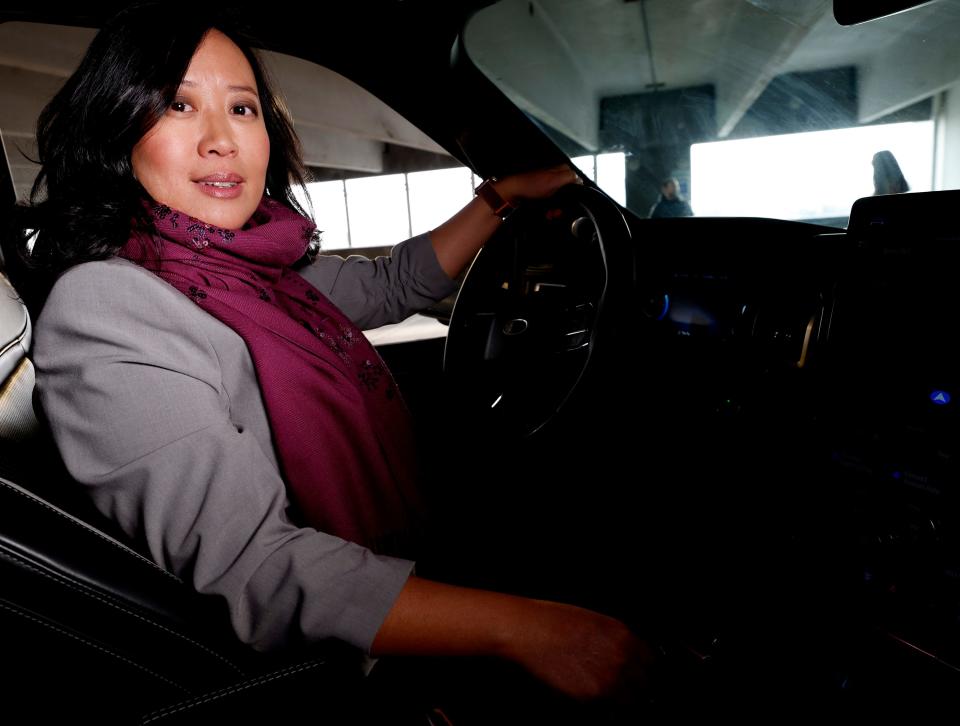 Linda Zhang the chief engineer for the 2022 Ford F-150 Lightning in Troy on Tuesday, Feb. 15, 2022.