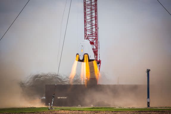 A hover test of the Dragon capsule built for crew.