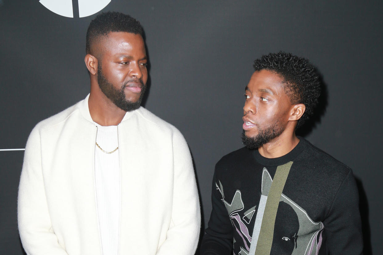 Black Panther stars Winston Duke and Chadwick Boseman attends GQ Celebrates The 2018 All-Stars.  (Leon Bennett/Getty Images)