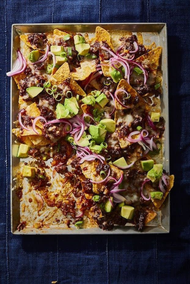 Sheet Pan BBQ Beef Nachos