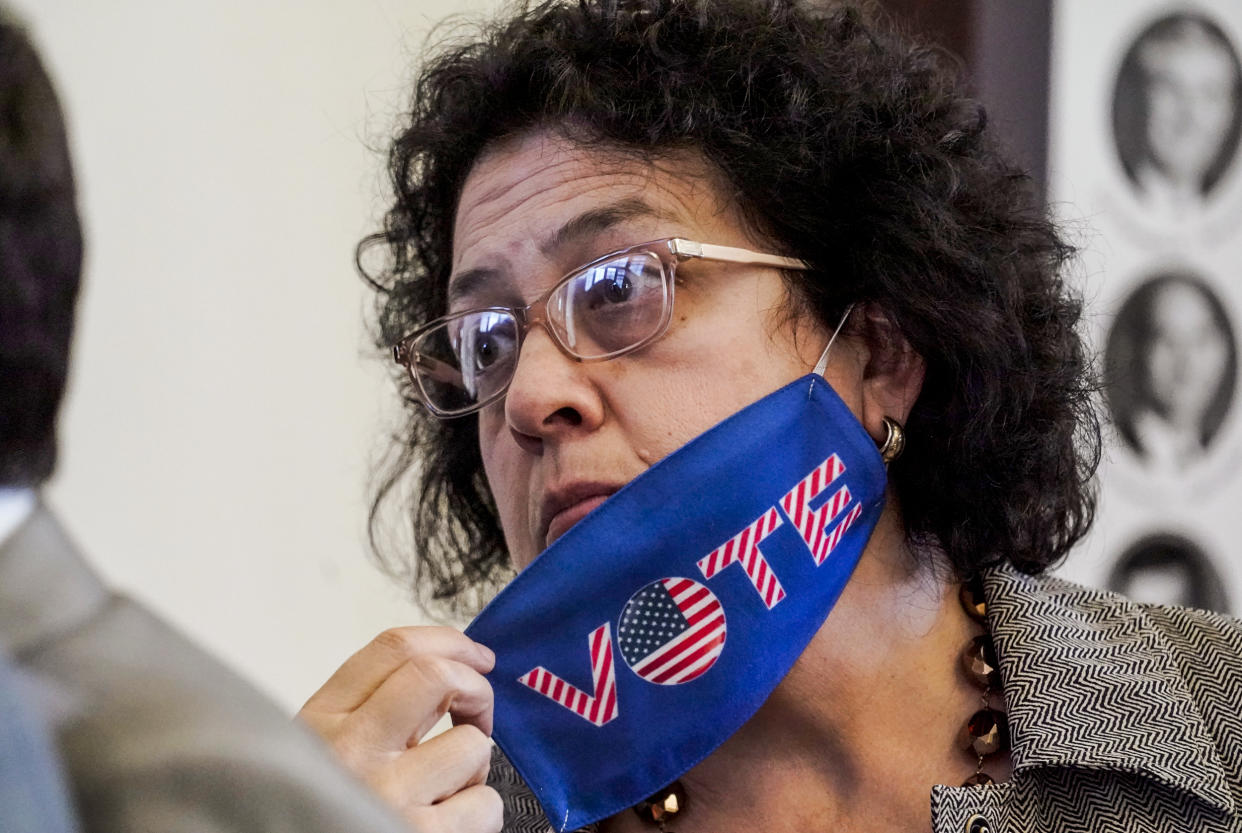 State Rep. Celia Israel, D-Austin, listens to fellow lawmakers in the House Chamber in Austin on May 6, 2021. (Eric Gay / AP file)