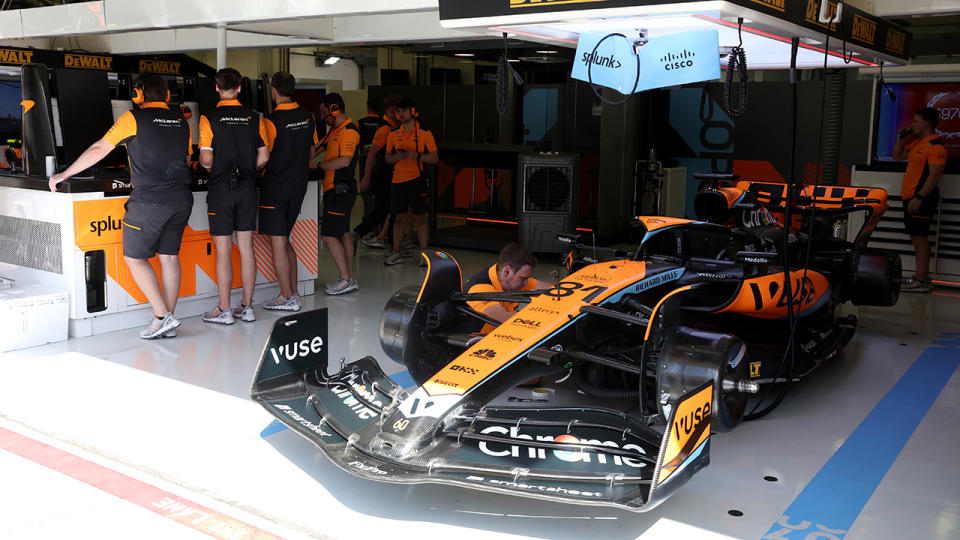 McLaren's team garage.