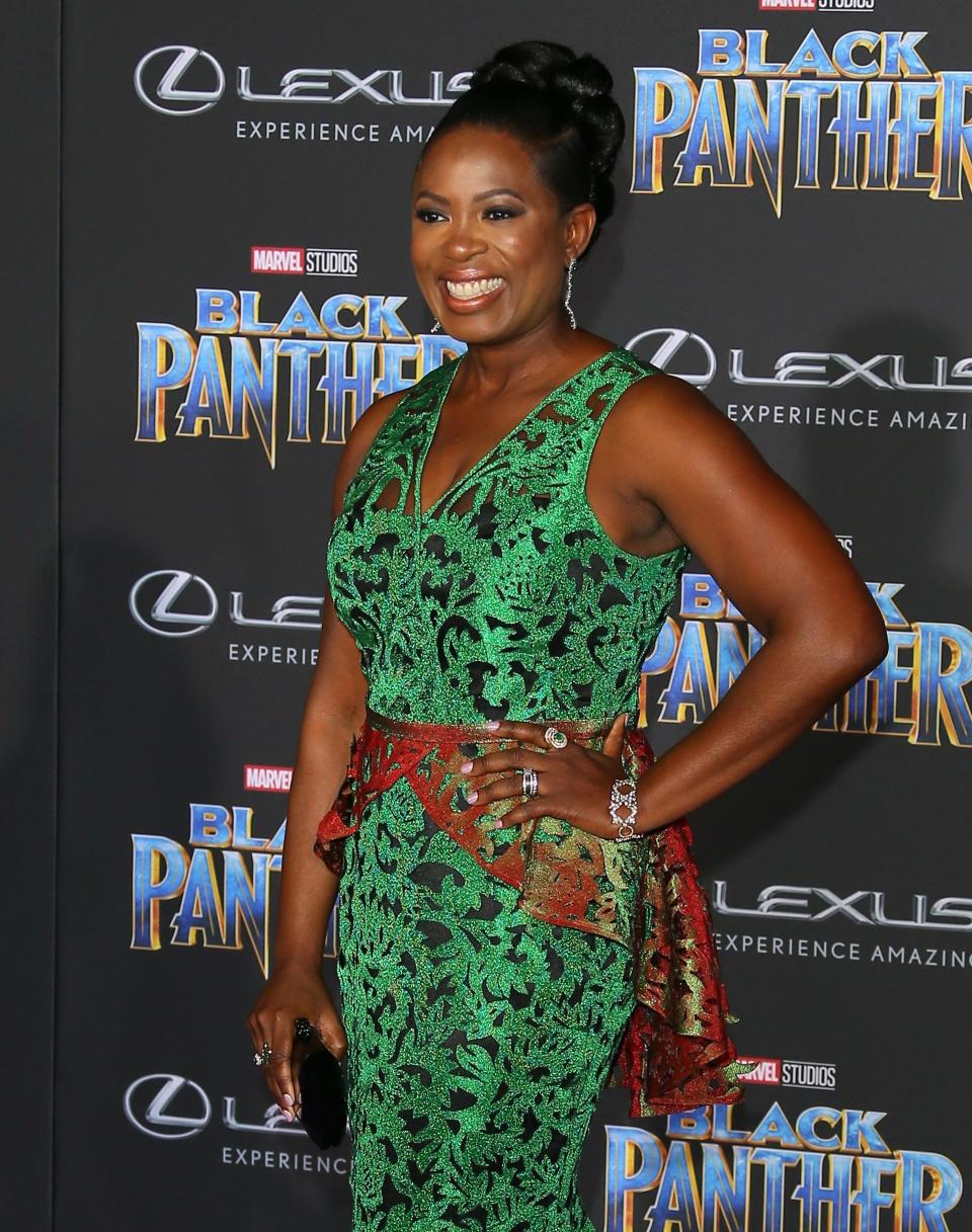 HOLLYWOOD, CA - JANUARY 29: Sope Aluko attends the premiere of Disney and Marvel's 'Black Panther' on January 29, 2018 in Los Angeles, California.   (Photo by JB Lacroix/WireImage)