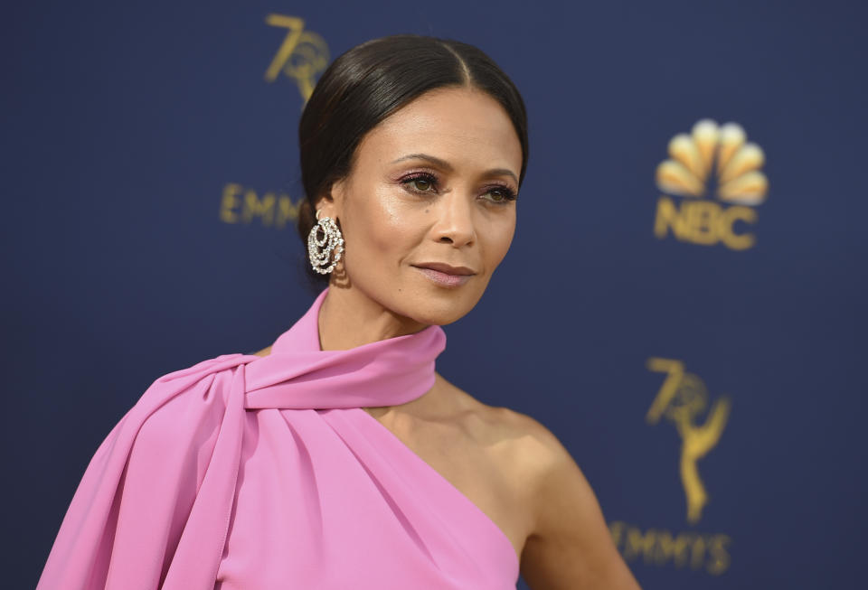 Thandie Newton arrives at the 70th Primetime Emmy Awards on Monday, Sept. 17, 2018, at the Microsoft Theater in Los Angeles. (Photo by Jordan Strauss/Invision/AP)