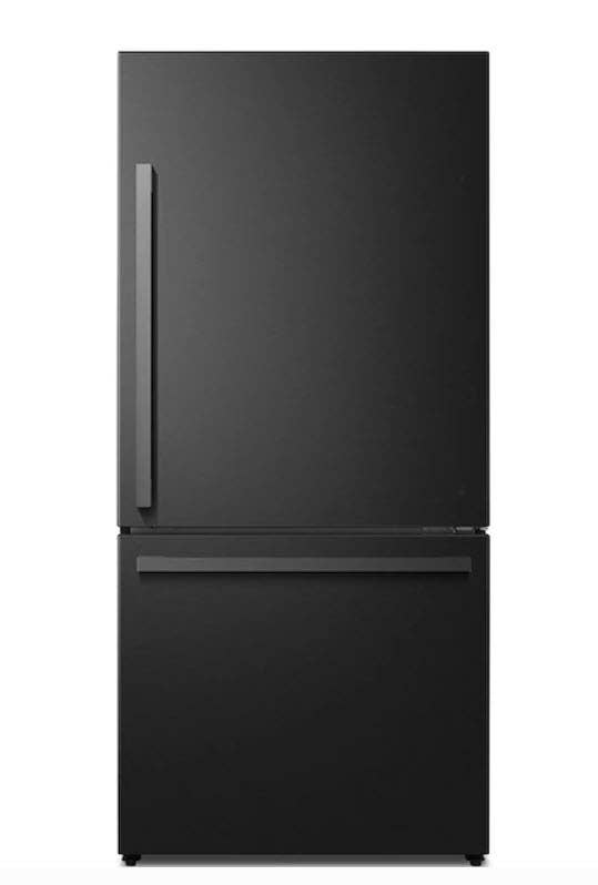 matte black bottom freezer refrigerator