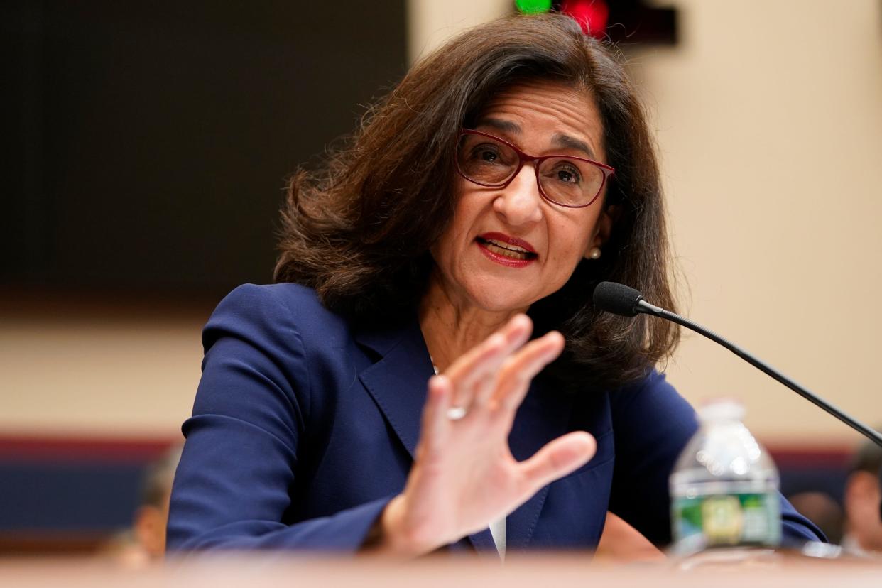 Minouche Shafik faced a salvo of tough questions from lawmakers at a congressional hearing April 17.