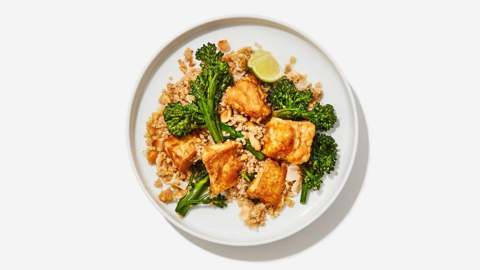 Quickly sautéed, broccolini is killer with some grains and tofu.