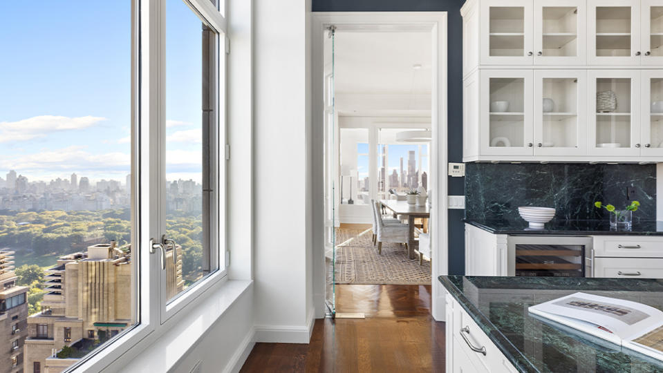 The condo’s kitchen and dining areas.