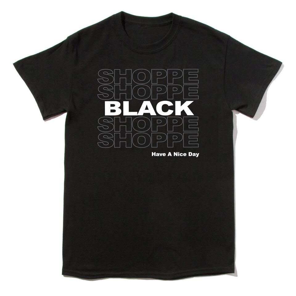 Get the <a href="https://shoppeblack.myshopify.com/collections/frontpage/products/shoppeblack-black-t-shirt" target="_blank" rel="noopener noreferrer">"Shoppe Black" T-shirt from Shoppe Black for $25</a>