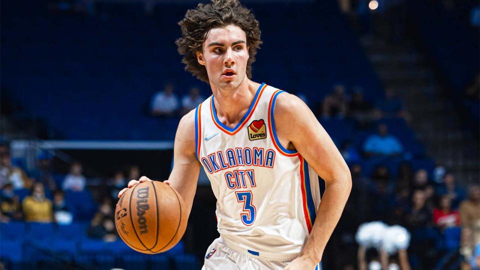 Josh Giddey (pictured) made more NBA history with a double-double for the Thunder. (Getty Images)