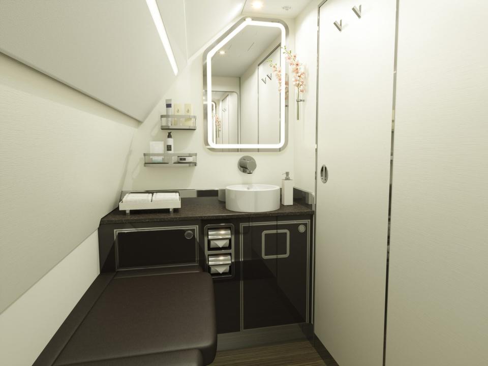 Inside the private jet with a bathroom