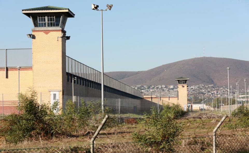 A general view of guard towers at the Goodwood prison in Cape Town.