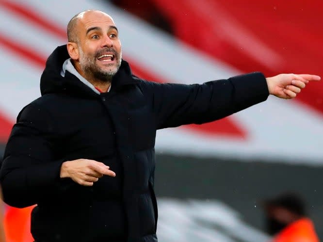 Pep Guardiola, entrenador del Manchester City (POOL/AFP via Getty Images)