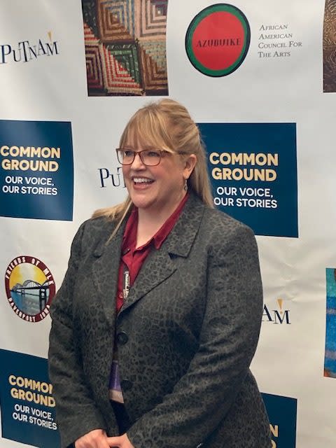 Putnam president/CEO Rachael Mullins at the opening of the new “Common Ground” exhibit on April 14, 2023 (photo by Jonathan Turner).
