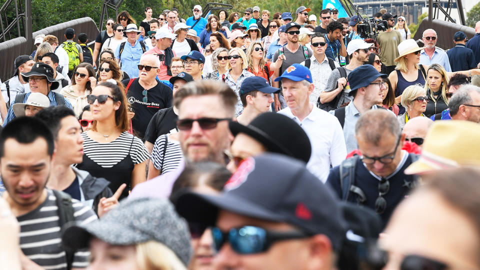 Crowds of tennis fans, pictured here at Melbourne Park for the 2020 Australian Open in January.