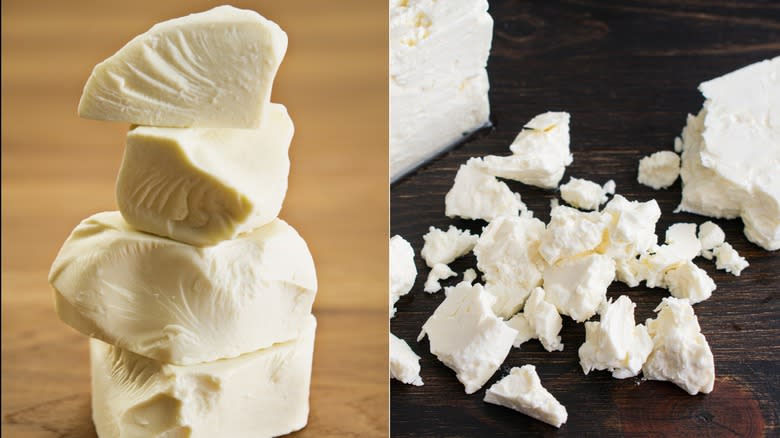 White chocolate chunks and feta