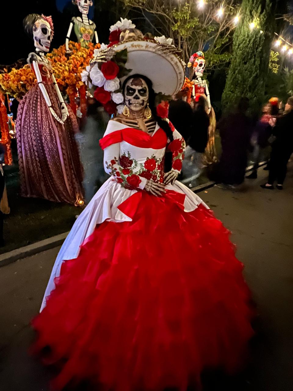 An elaborate "La Catrina" costume wowed during the Día de Los Muertos celebration at the Hollywood Forever Cemetery in Los Angeles on Saturday, Oct. 28, 2023.