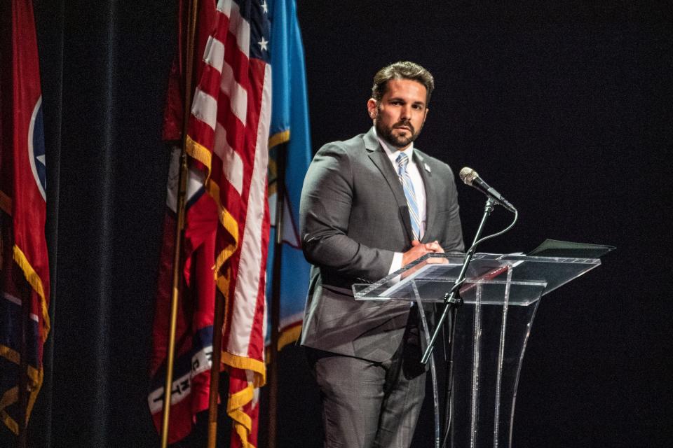 City of Jackson Mayor Scott Conger shares of Jackson's history and the influence it has had globally during Madison County’s 200th Birthday celebration on Saturday, Nov 13, 2021 at The Ned, in Jackson, Tenn. 