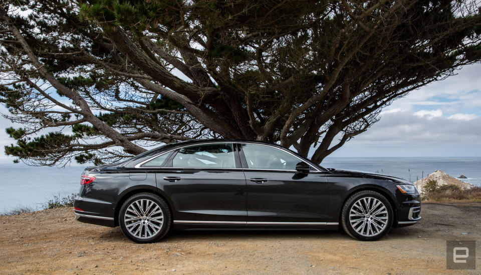 Driving the Audi A8 along the gorgeous Northern California coastline near Big