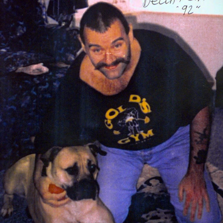Charles Bronson with his dog Della during some time out from prison in 1992. The muscle-bound prisoner took a teacher hostage at Hull Prison for 44 hours and threatened to kill him Luton Crown court heard.    *  The shaven-headed defendant barricaded himself in the A wing of the Prison and towed Phil Danielson around with a skipping rope around his neck while he carried a makeshift spear. Bronson, 47, denies false imprisonment, making threats to kill, assault and damaging property between January 31 and February 4 last year. 01/06/01: Bronson was marrying a woman he has met just three times. The ceremony between Bronson and Saira Rehman was taking place inside the country's highest-security prison unit at Woodhill Prison, near Milton Keynes. Charles Bronson, an armed robber who adopted the name of his screen idol, has been a serial hostage-taker during his 27 years in jail and held a knife to the throat of prison teacher Philip Danielson during a three-day stand-off in 1999. 16/02/00: The notorious category A prisoner who has spent the last quarter of a century in jail t told a court of his  life in hell . Bronson, 47, who was originally jailed for seven years for armed robbery in 1974, said he felt  dehumanised  by a prison system which forced him to live in a  toilet-sized windowless cell 23 hours a day. Strongman Bronson, who was guarded by five prison officers while giving evidence at Luton Crown Court, said that if he were a dog the RSPCA would be fighting his case.  *02/04/04: Bronson, labelled Britain's most violent prisoner, lost his appeal against conviction for holding a teacher hostage during a jail siege. Despite the blow, he was given a ray of hope by the words of the presiding judge, Lord Justice Rose who said in the light of Bronson's increasing age and maturity and his marriage, he may now be a 