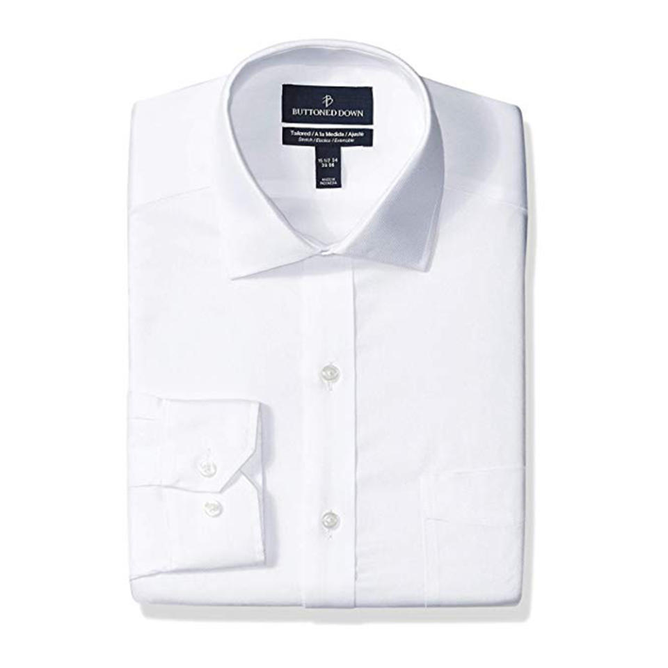 Buttoned Down Tailored Fit Stretch Twill Dress Shirt, Supima Cotton Non-Iron, Spread-Collar. (Photo: Amazon)