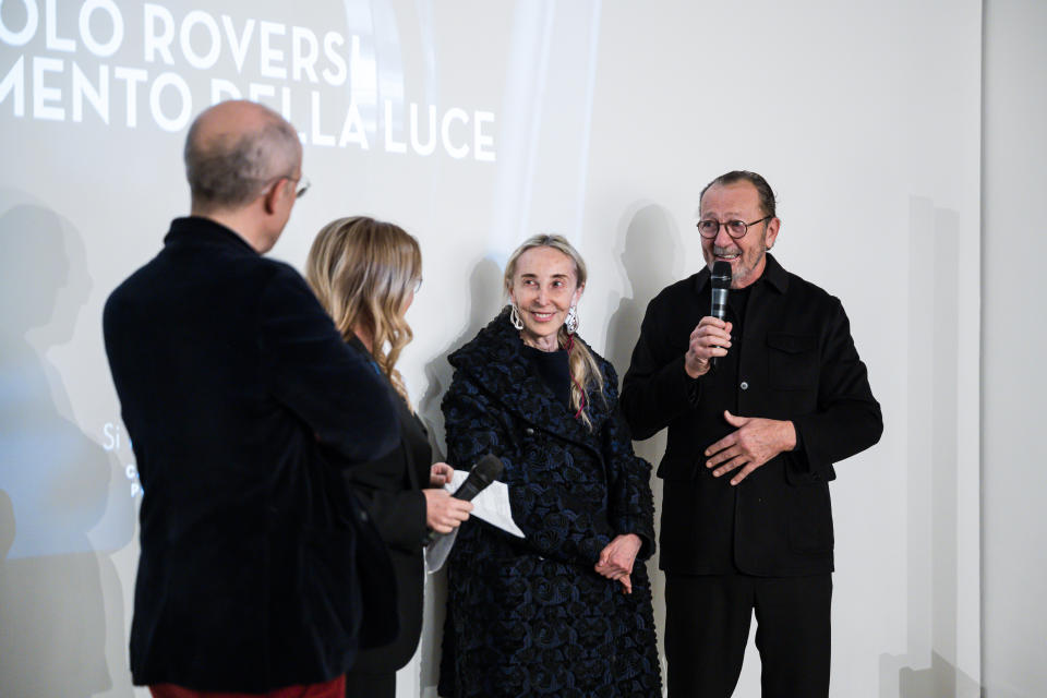 Carla Sozzani and Paolo Roversi at the premiere of “Paolo Roversi. Il sentimento della luce” in Milan.