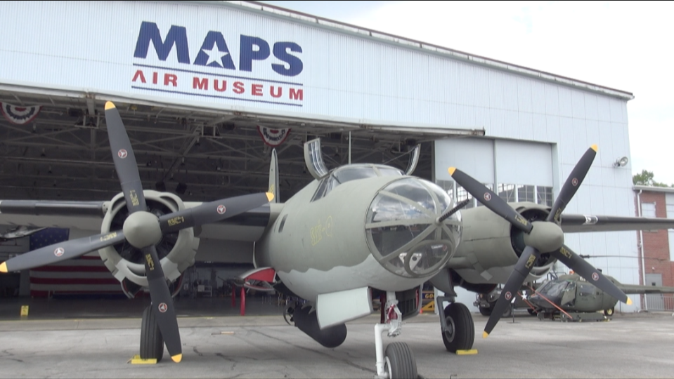 Charly’s Jewel, a B-26 Marauder, is at it’s final duty station at the MAPS Air Museum located next to Akron Canton Airport. The Marauder will be featured in a PBS Western Reserve series that will be screened at 1 p.m. Nov. 18 at MAPS Air Museum. The series will debut on PBS Western Reserve stations at 7 p.m. Nov. 11, Veterans Day.