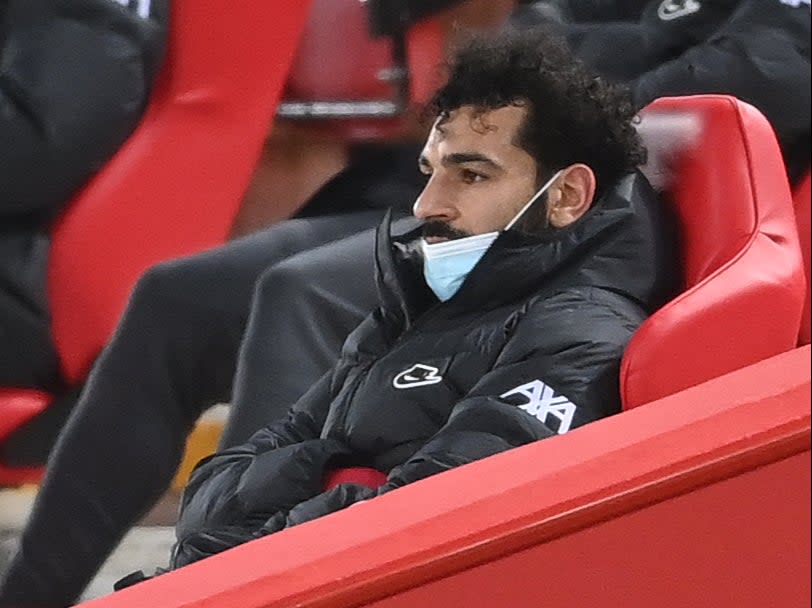 Salah sits in the stands after being substituted against ChelseaPA