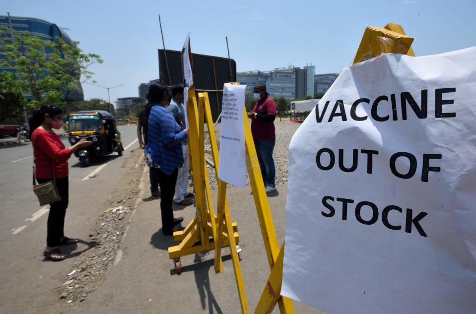 MUMBAI, INDIA  APRIL 25: The covid Center in BKC has been closed due to shortage of covid-19 vaccine, on April 25, 2021 in Mumbai, India. (Photo by Satish Bate/Hindustan Times via Getty Images)