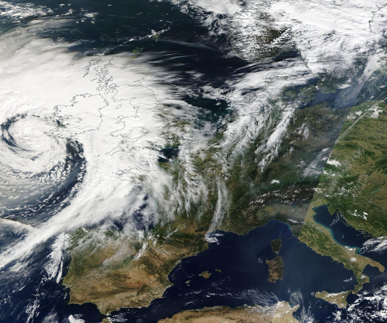 Satellite imagery shows Storm Agnes approaching Ireland and the UK this week. (SWNS)