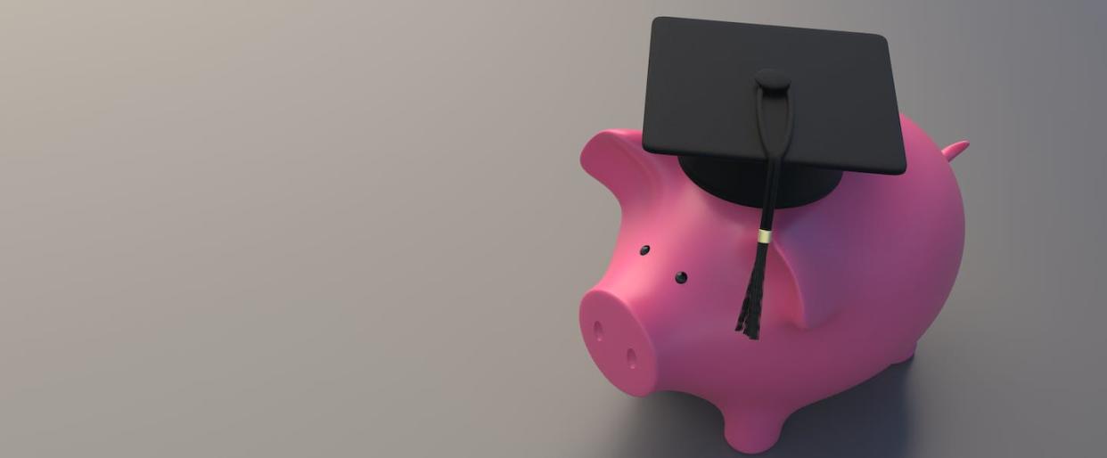 The cost of that diploma could fall, depending on this little piggy's career path. <a href="https://www.gettyimages.com/detail/photo/piggy-bank-with-college-graduate-cap-grey-royalty-free-image/1358219903?adppopup=true" rel="nofollow noopener" target="_blank" data-ylk="slk:Rawf8/iStock via Getty Images Plus;elm:context_link;itc:0;sec:content-canvas" class="link ">Rawf8/iStock via Getty Images Plus</a>