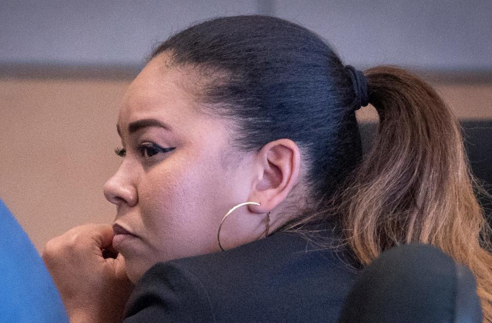 Ruby Martinez listens to testimony during her trial. Martinez was acquitted on charges of manslaughter with a firearm and tampering with physical evidence in the death of Jamal Francis in 2017.