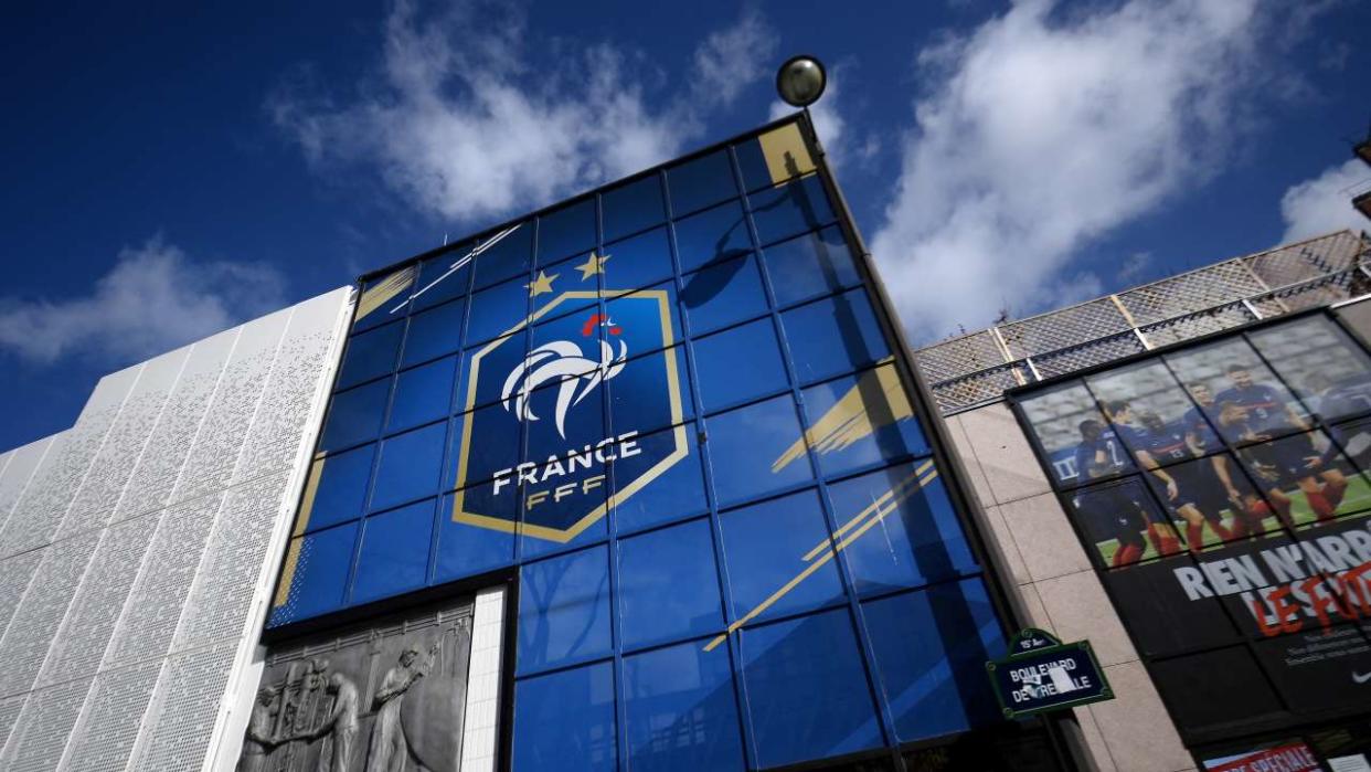 A picture taken on March 13, 2021 shows a view of the French Football Federation (FFF) headquarters in Paris. - A Federal Assembly takes place on March 13, 2021 to elect the FFF's new president in Paris. (Photo by FRANCK FIFE / AFP)