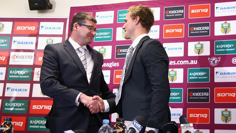 Kelly (L) with Manly captain Daly Cherry-Evans. Pic: Getty