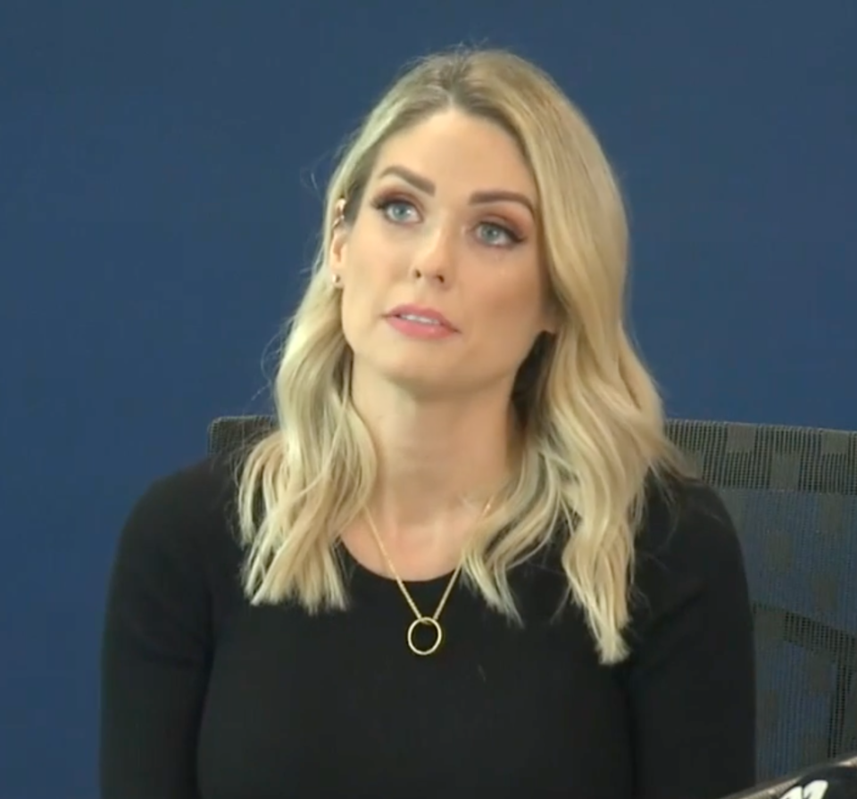 Alexandra Leigh Ross made a tearful appeal for her late husband's killer to come forward. Source: Nine News