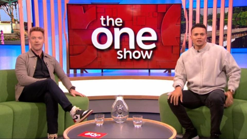 Ronan Keating was asked about becoming a grandfather on The One Show by co-presenter Jermaine Jenas (BBC)