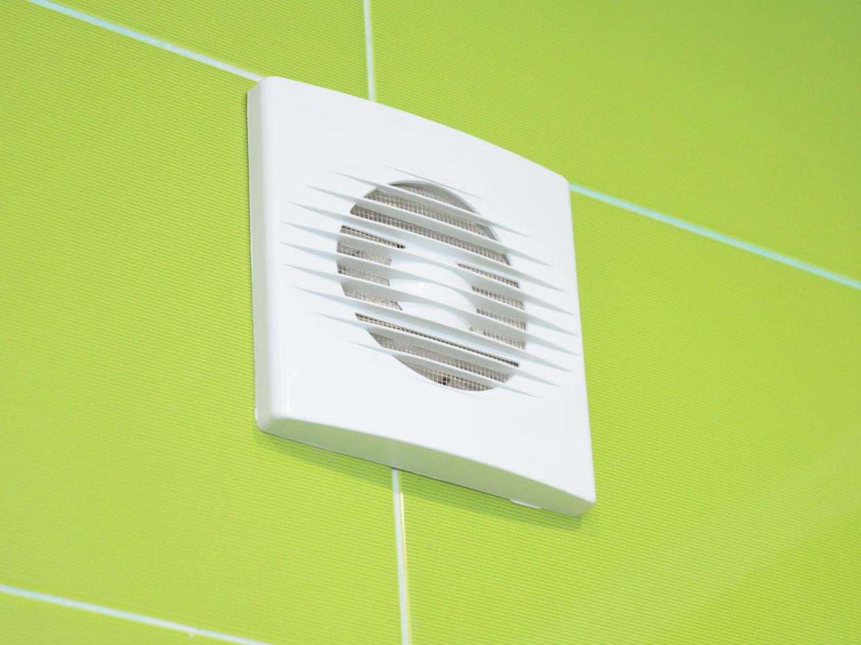 Close up on Bath vent fan. Bathroom ventilation system.