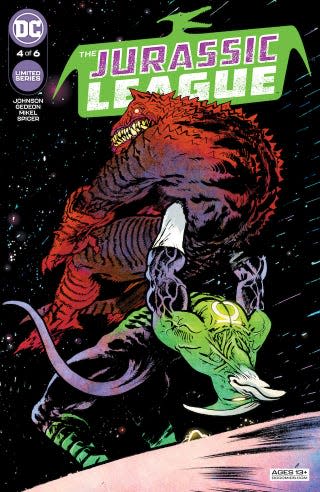 <strong>Look at this. It’s beautiful.</strong> - Image: <a class="link " href="https://www.dc.com/comics/the-jurassic-league-2022/the-jurassic-league-4" rel="nofollow noopener" target="_blank" data-ylk="slk:Daniel Warren Johnson/DC Comics;elm:context_link;itc:0;sec:content-canvas">Daniel Warren Johnson/DC Comics</a>