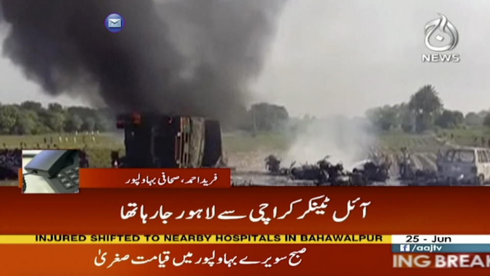 Overturned oil tanker explodes in Pakistan kills over 150 people