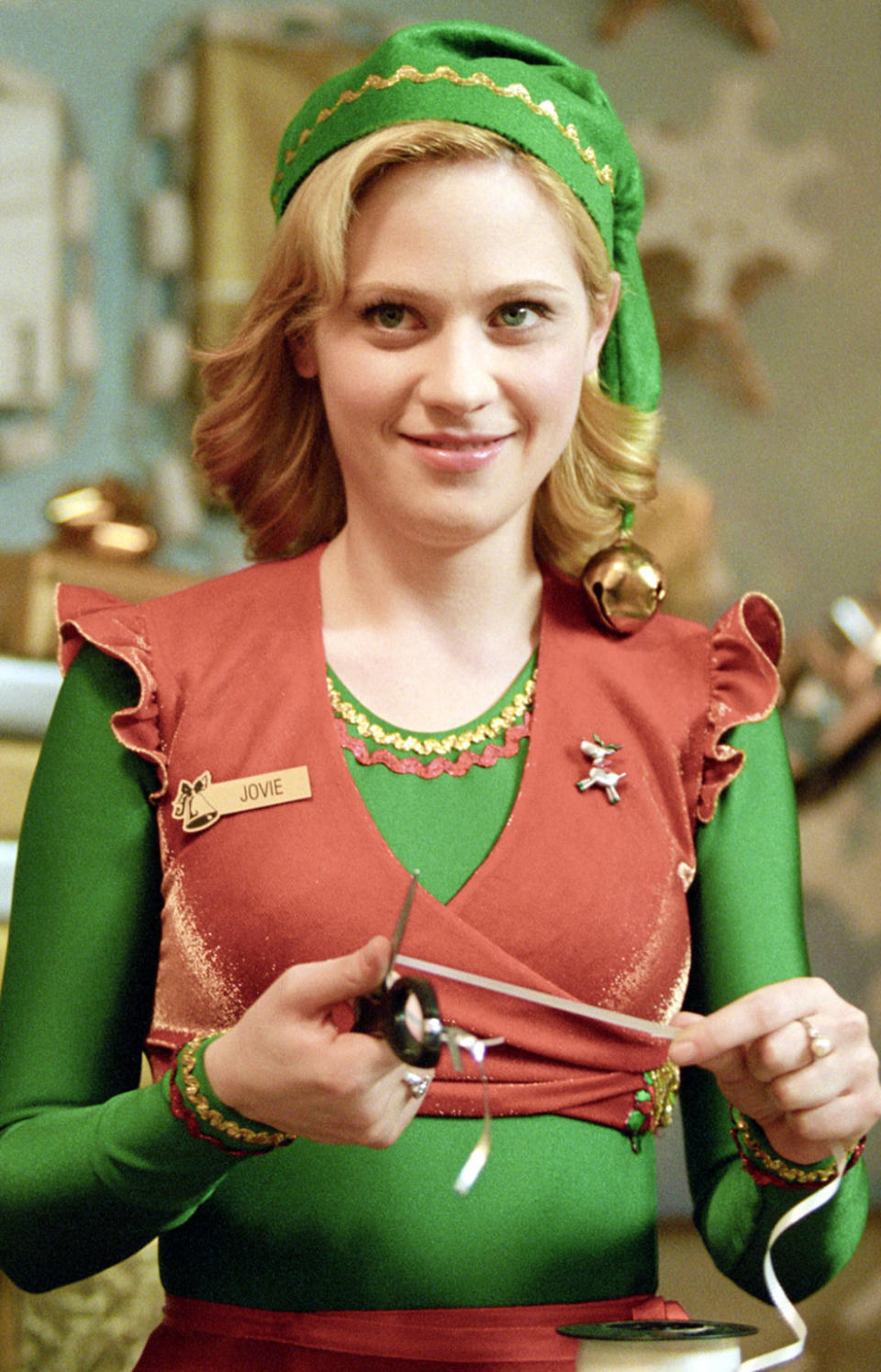 Deschanel wearing an elf costume in "Elf"