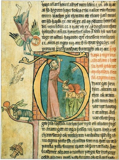 Abraham’s sacrifice, 14th century manuscript. <a href="https://commons.wikimedia.org/wiki/File:Abraham%27s_sacrifice_from_a_manuscript_from_the_14th_century.jpg" rel="nofollow noopener" target="_blank" data-ylk="slk:Árni Magnússon Institute. Szilas, Public domain, via Wikimedia Commons;elm:context_link;itc:0;sec:content-canvas" class="link ">Árni Magnússon Institute. Szilas, Public domain, via Wikimedia Commons</a>